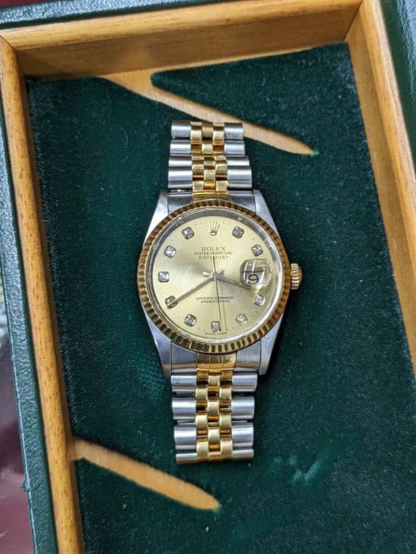 Rolex Date Just Steel Gold 36mm 12633 Diamonds Dial Watch And Box 0