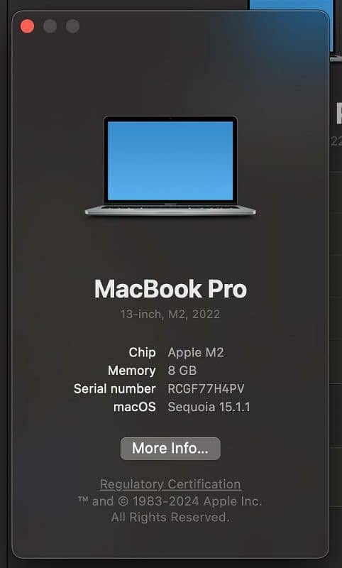 M2 MacBook Pro 2022 512 SSD - with touch bar 6