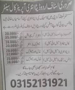 we need male and female staff for office work