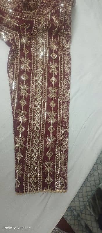 full long mehroon fancy embroided maxi 2