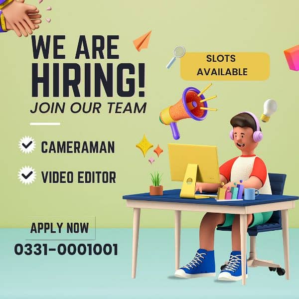 Video Editor| Jobs - Cameraman - Male & Female Staff 0