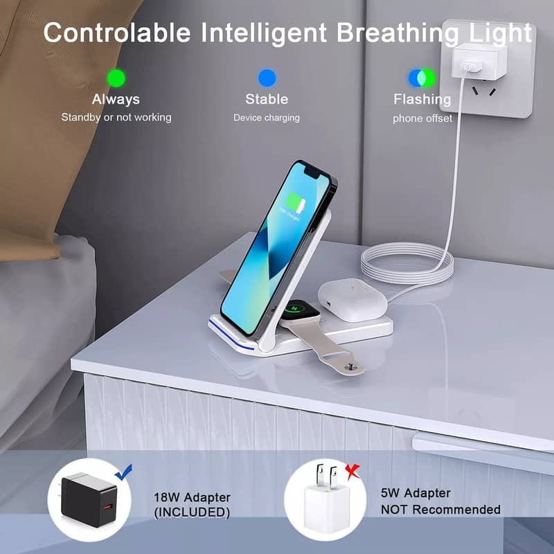 3 in 1 Wireless Charging Station for Apple Smartphone, Watch, Airpods 3