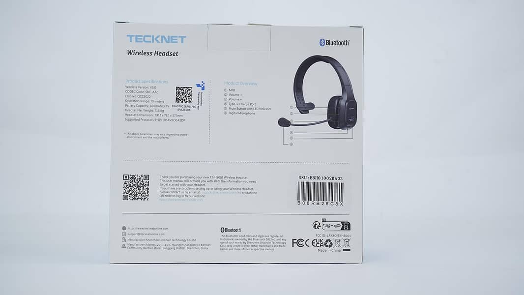 Tecknet TK-HS001 Black Comfort Design Bluetooth Wireless Headset 4