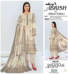 3 PCS women's unstitched Dhanak  Embroiderd suit