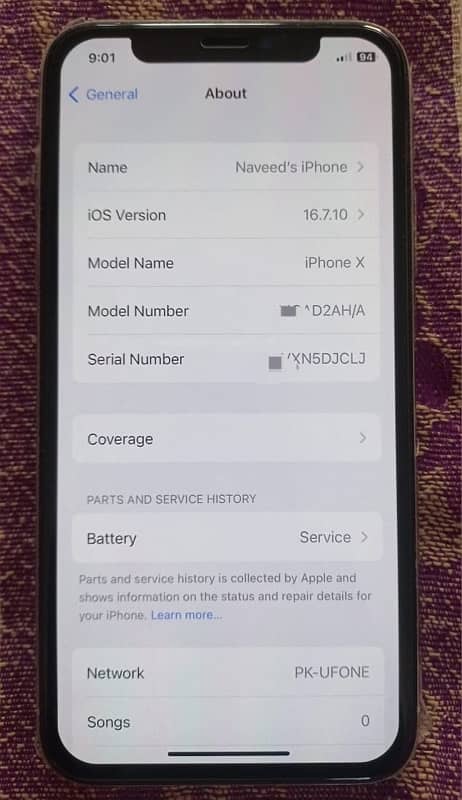 iphone x pta aprovd 64gb face id true tune ok h 10/10 condition no exh 0