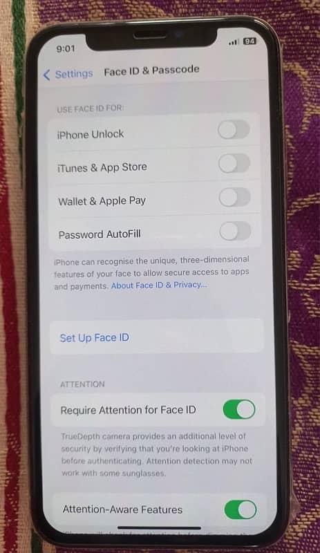 iphone x pta aprovd 64gb face id true tune ok h 10/10 condition no exh 4