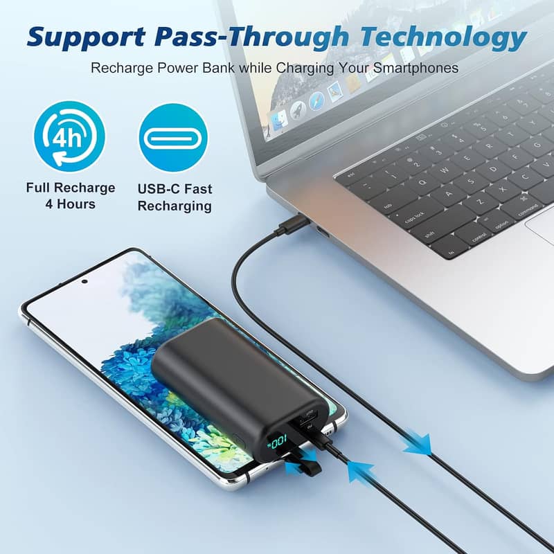 Small Portable Charger 10800mAh with Built-in USB-C Cable 2