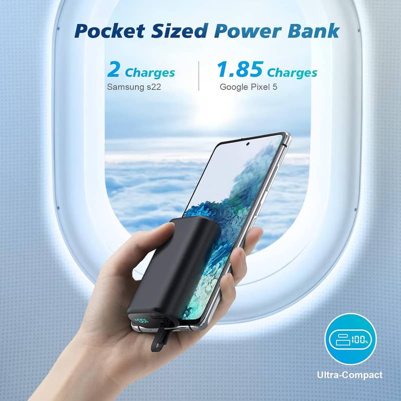 Small Portable Charger 10800mAh with Built-in USB-C Cable 3