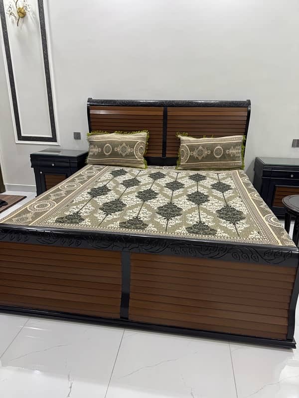 Wooden Bed with 2 Side Tables 3