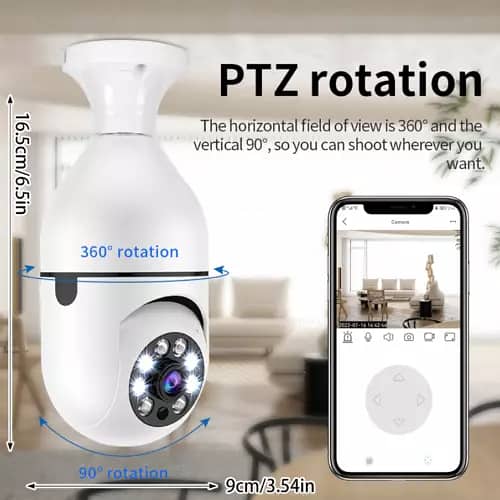 360° 1080P IP E27 Light Bulb Camera Wi-Fi IR Night Smart Home Wireless 4