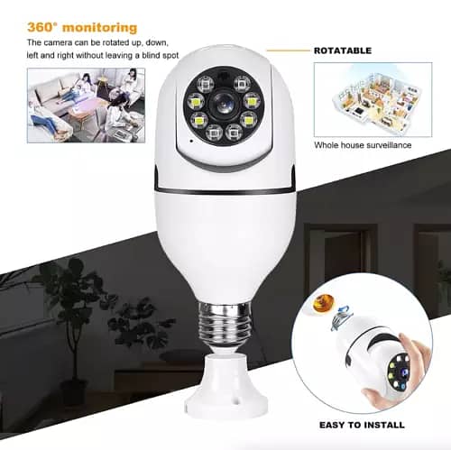 360° 1080P IP E27 Light Bulb Camera Wi-Fi IR Night Smart Home Wireless 5