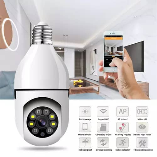 360° 1080P IP E27 Light Bulb Camera Wi-Fi IR Night Smart Home Wireless 7