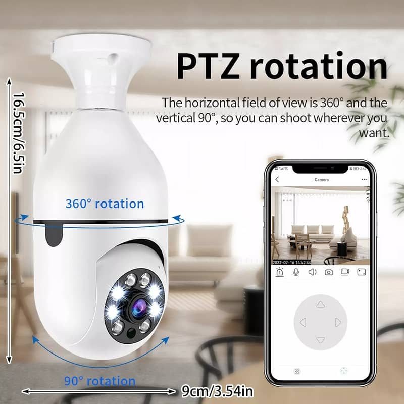 360° 1080P IP E27 Light Bulb Camera Wi-Fi IR Night Smart Home Wireless 9