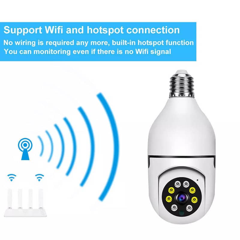 360° 1080P IP E27 Light Bulb Camera Wi-Fi IR Night Smart Home Wireless 10