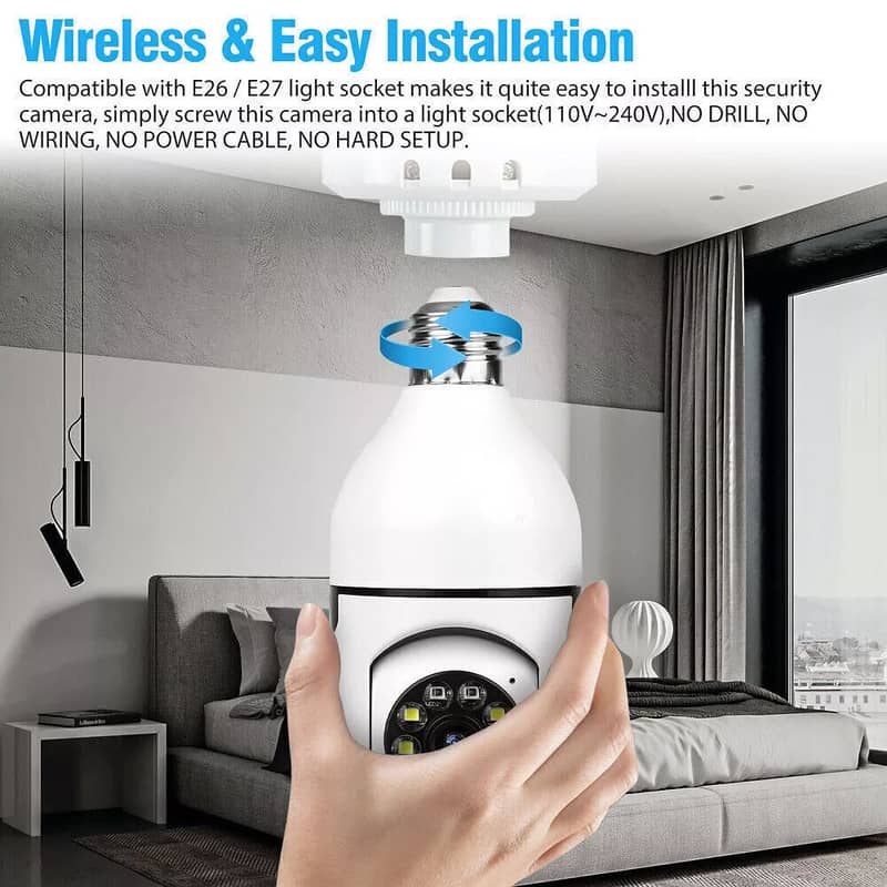 360° 1080P IP E27 Light Bulb Camera Wi-Fi IR Night Smart Home Wireless 13