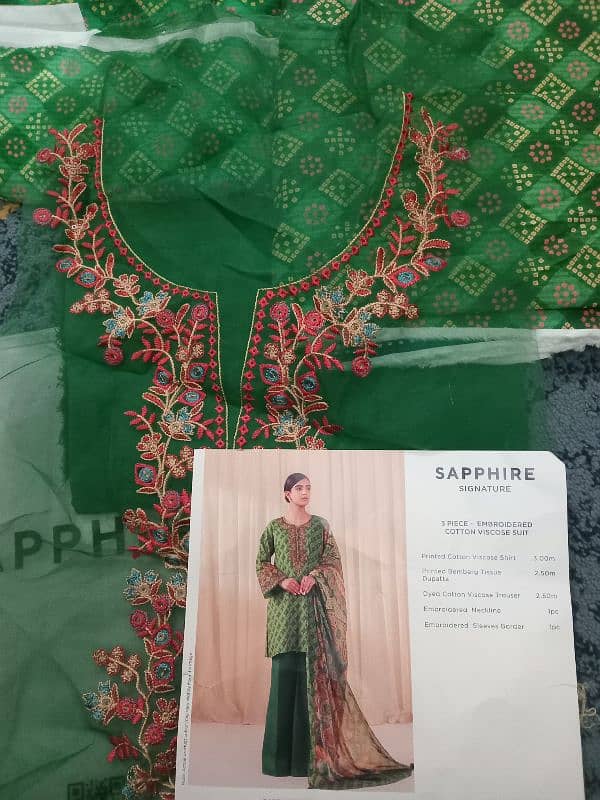 SAPPHIRE SIGNATURE 3 PIECE EMBROIDERED COTTON VISCOSE SUIT 6