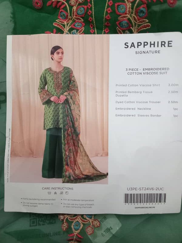 SAPPHIRE SIGNATURE 3 PIECE EMBROIDERED COTTON VISCOSE SUIT 7