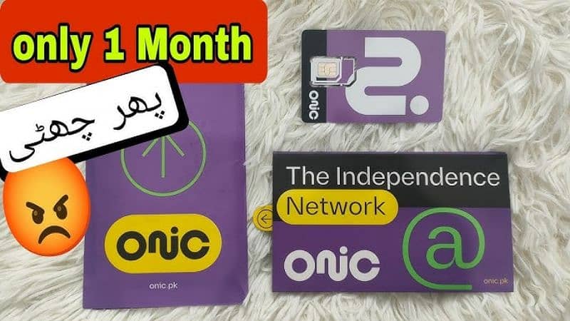 Onic. Sim Sale. s poinT delivery free 1Month pakige. s 5000. mite 30GB net 2