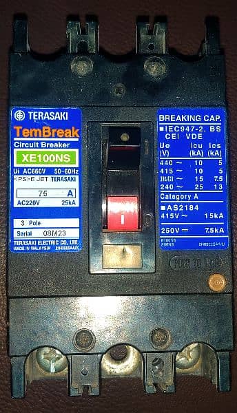 TERASAKI 75A 3pole Orignal Circuit breaker 0