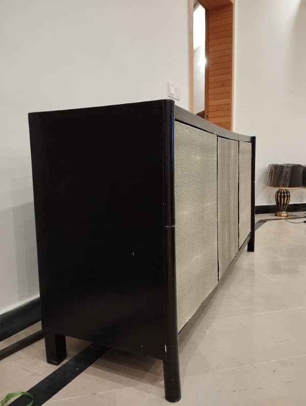 Black console table with imported leather 2