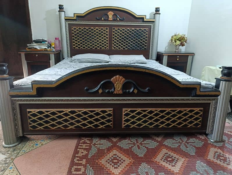 wooden bed with 2 side tables without mattress 2