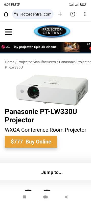 Panasonic PT-LW330 WXGA HDMI Projector 03120179711 0