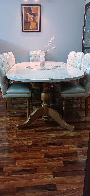 solid stylish dinning table/ deco luxury hand painted top 0