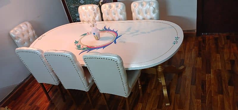 solid stylish dinning table/ deco luxury hand painted top 2