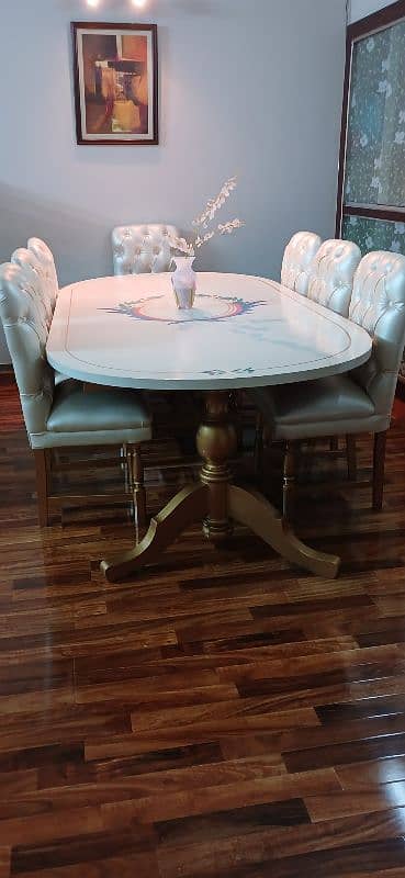 solid stylish dinning table/ deco luxury hand painted top 4