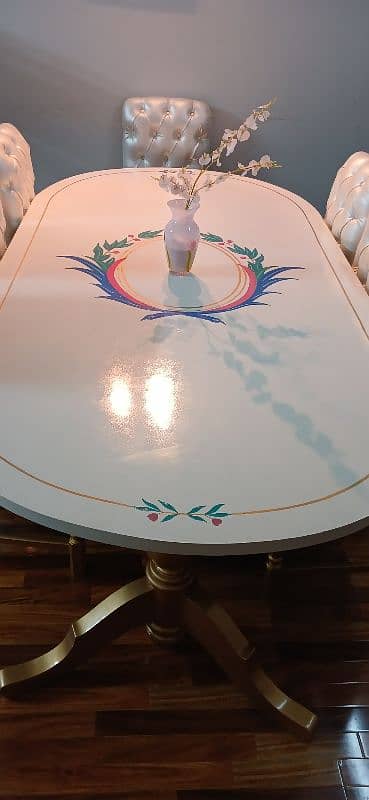 solid stylish dinning table/ deco luxury hand painted top 5