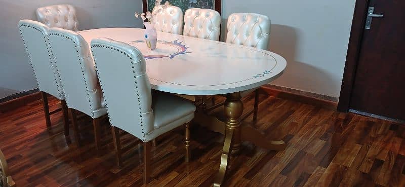 solid stylish dinning table/ deco luxury hand painted top 6