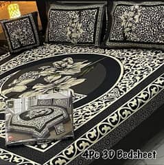 4 pcs crystal cotton printed double bedsheet