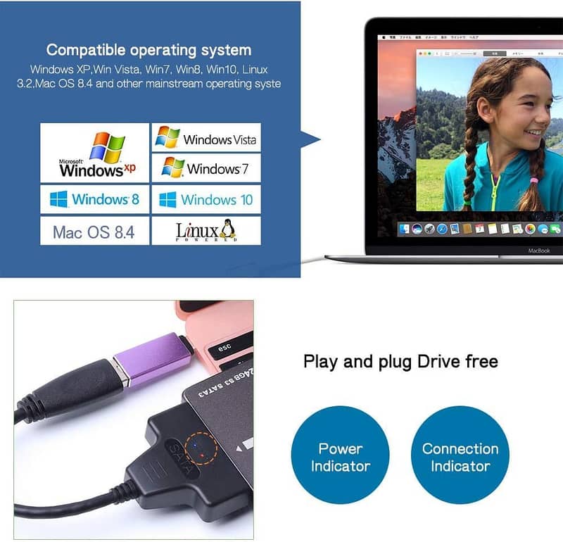 iitrust USB 3.0 to SATA Adapter Cable for 2.5" SSD HDD Drives 1