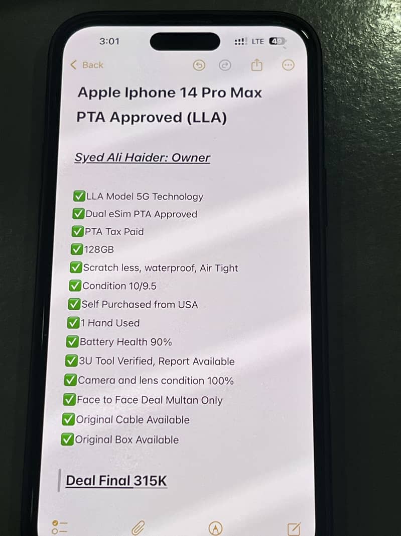 Apple iPhone 14 Pro Max PTA Approved 9