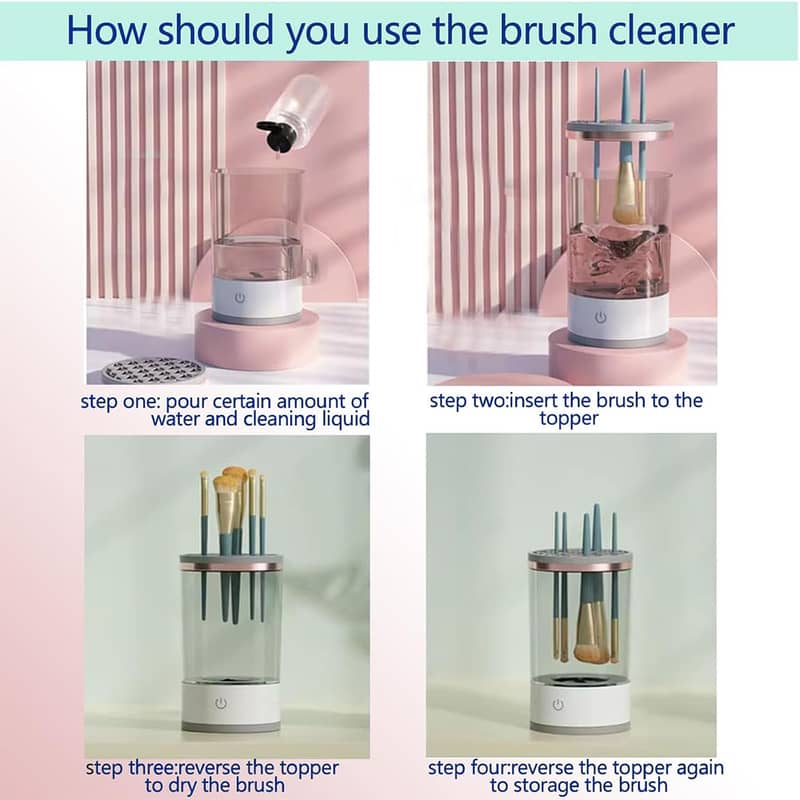 Automatic Makeup Brush Cleaner Machine with Brush Clean Mat, All Size 2