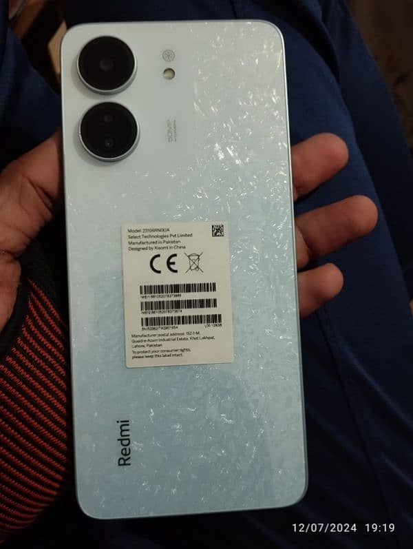 redmi 13c glacier white colour 6/128gb PTA approved 6