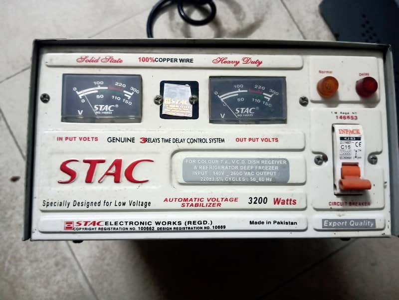 STAC Automatic voltage stabilizer 3200 WATTS 0