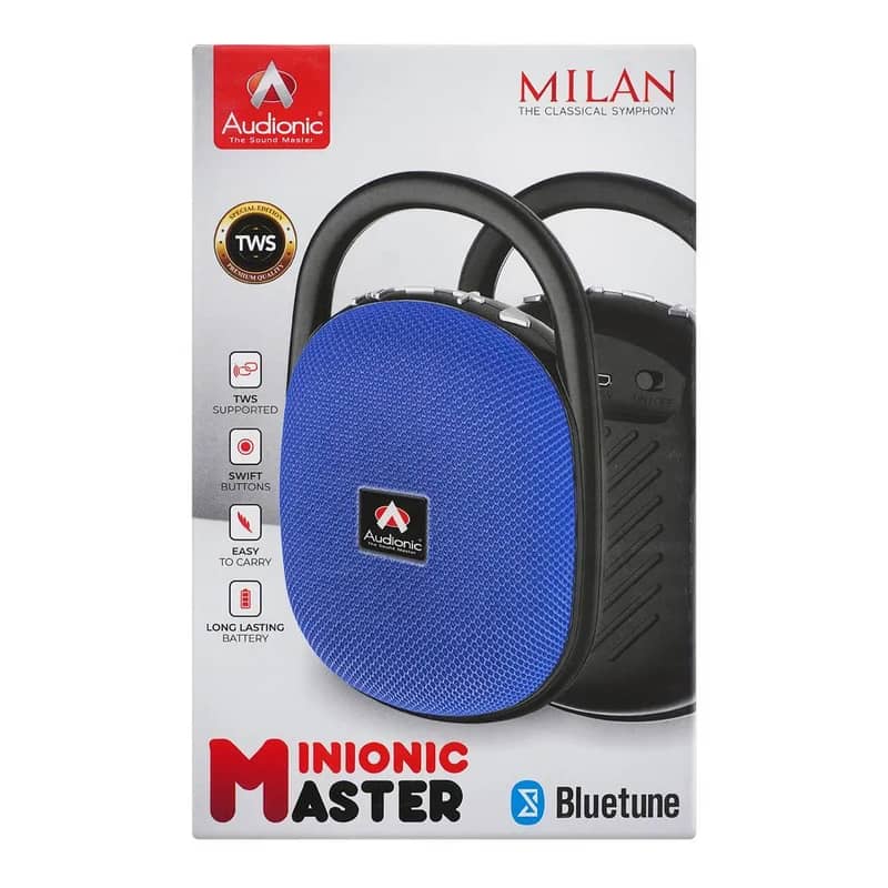 AUDIONIC MILAN PORTABLE SPEAKER -PREMIUM SOUND QUALITY!! (VIVID RED) 5