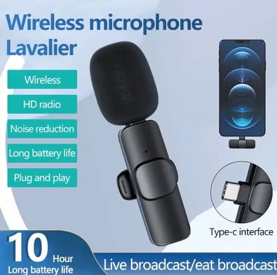 WIRELESS MICROPHONE LAVALIER- COMPATIBLE WITH TYPE C/ IOS/ ANDROID!!! 1