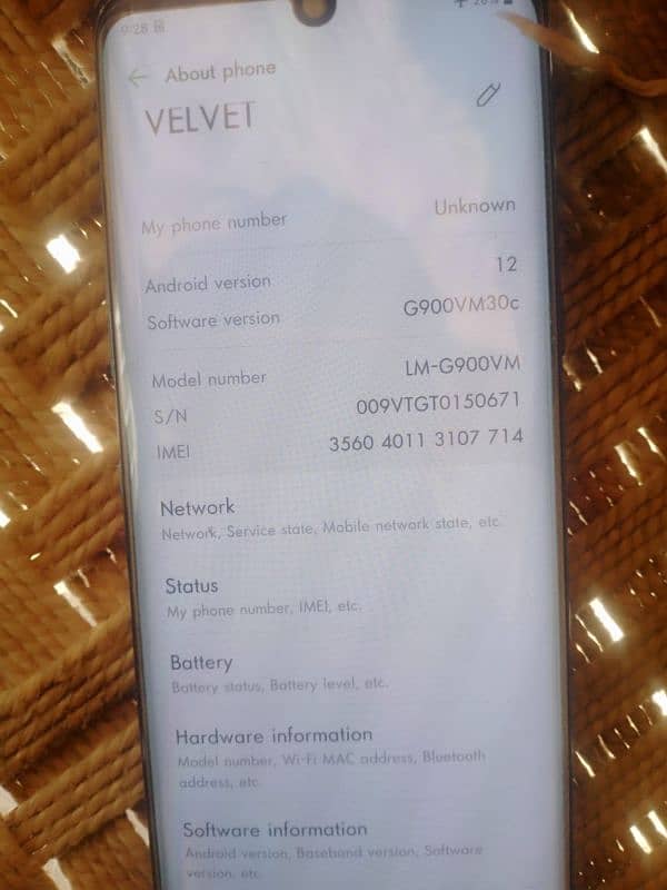 LG velvet 6/128 GB Non PTA 0