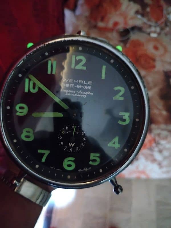 Antique Japan Orient Wall clock vintage Green Wehrle Germany table 9