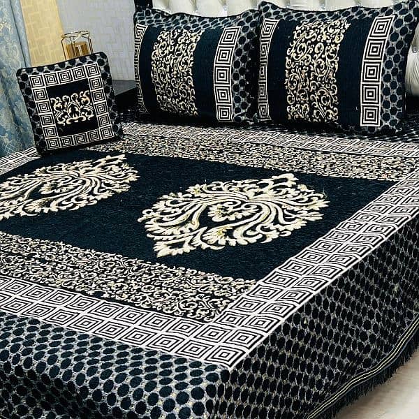 valvet jacard bedsheet with pillow covers 12