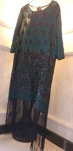 silk green full dress medium size