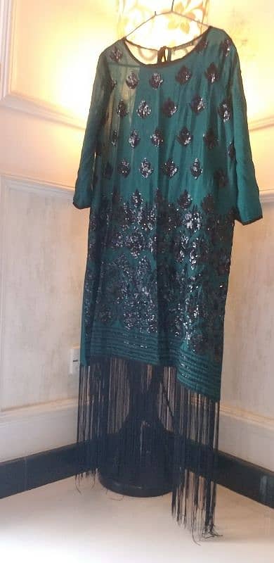 silk green full dress medium size 1