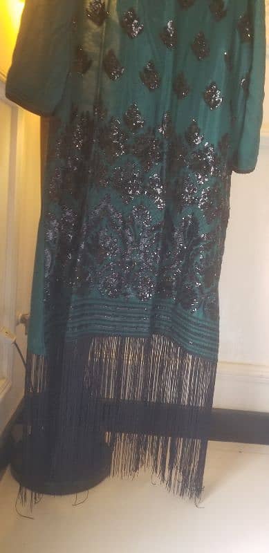 silk green full dress medium size 2