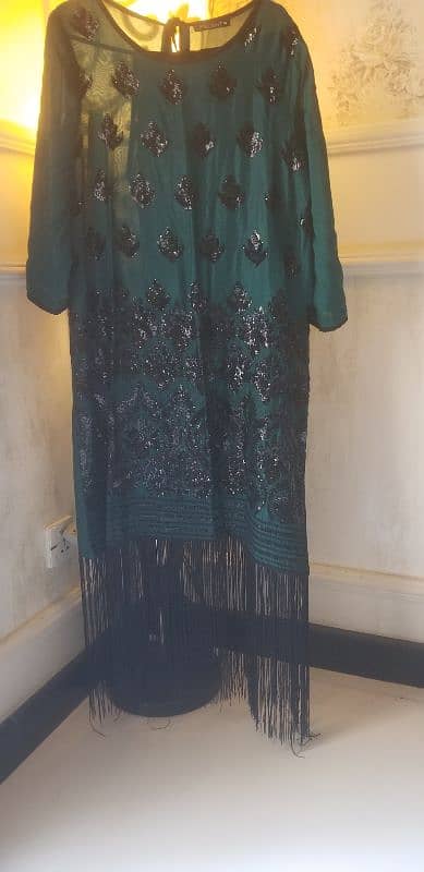 silk green full dress medium size 4