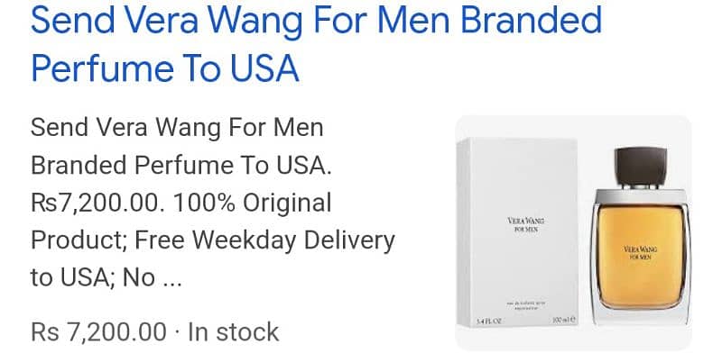 Vera Wang For Men Branded Perfume To USA. ₨7,000.100% Original 1