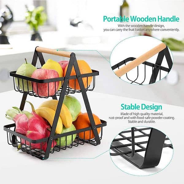 2 Layer Portable Fruit Basket For Kitchen free home delivery 5