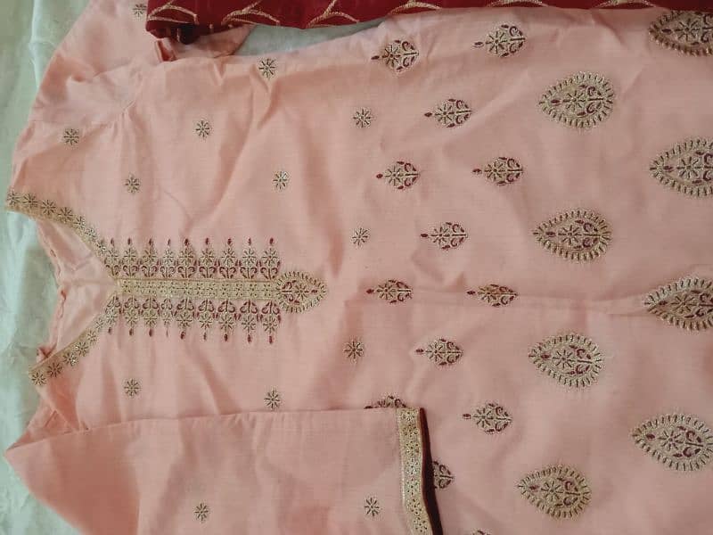 organza stitched Embroidery 3 pes suit 0