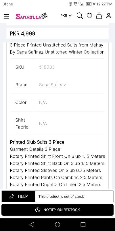 unstitched original Sana safinaz suit 6